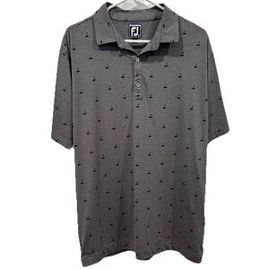 FootJoy Polo Shirt Fit Leslie‎ Golf Print Grey Athletic Size Large L